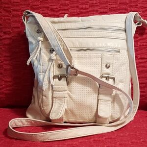Maurices Cream Crossbody Bag with Buckle Accents